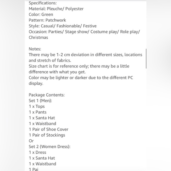 Michellecmm Christmas Santa Elf Costume Set Santa Claus/men size 3XL - Picture 10 of 10